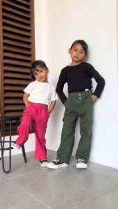 Cargo Pants White - Celana Panjang Kulot Cargo Jeans - Anak 2-7thn