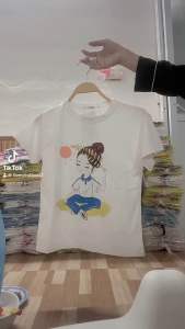 áo thun cotton cho bé gái in hình cô gái cute dễ thương