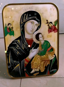 Mother of Perpetual Help Frame with Stand - Religious Art - Wall Decoration - Home Decor - Stand Included - Vibrant Colors - Detailed Illustration - Hanging Option