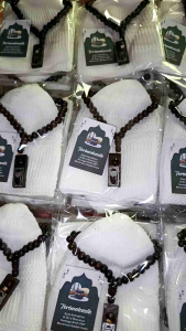 (10PCS) Souvenir Haji Umroh Tahlil 100/1000 Hari Peci+Tasbih+Karu Ucapan