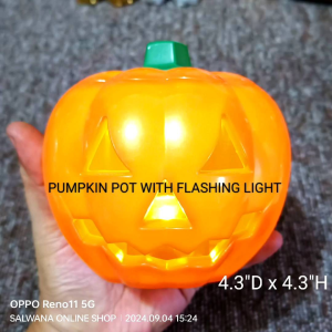 HALLOWEEN PUMPKIN POT WITH FLASHING LIGHT • JAPAN SURPLUS • HOLIDAY DECOR
