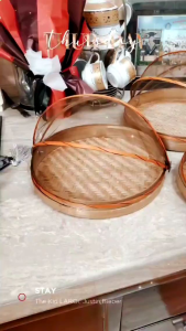 Sett Tudung Saji Bulat Bambu / Tudung Saji Bulat / Tudung Saji Serbaguna / Anyaman Tudung Saji isi 3