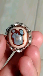 CINCIN BATU AKIK MOTIF "WAJAH BONEKA" ASLI NATURAL