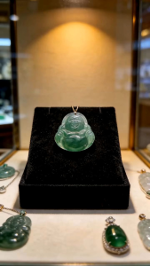 Myanmar jadeite laughing buddha pendant