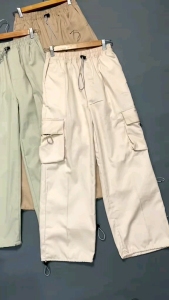 KIYA CARGO - Cargo Pants Wanita Hitam Jumbo Highwaist Loose - Celana Kargo Wanita Korea Style Terbaru