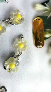 Hijabnur1 - Sepasang Anting Klip Hijab Bunga - Anting Jepit Handmade