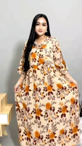 Laura Dress Busui Jumbo Rayon Motif Kekinian
