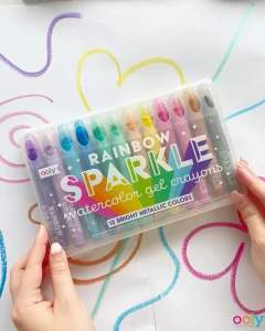 สีเทียนประกายมุก เมทัลลิก Rainbow Sparkle Watercolor Gel Crayons 12แท่ง