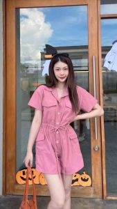 WSHOP12 จั๊มกางเกงขาสั้น 6สี เอวสมอคเข้ารูปน่ารักต้อนรับหน้าหนาวแค้มปิ้งขึ้นดอยขึ้นเขา