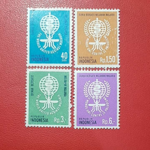 Koleksi Prangko kuno Indonesia lawas 4 Pcs Seri Anti Malaria Tahun 1962 UN USED