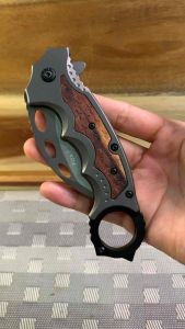 มีดพกพา อุปกรณ์เดินป่า ตั้งแค้มป์ มีดเดินป่า ทรงคารัมบิดFA42 ไลเนอร์ล๊อค