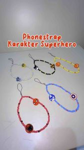 Phone Strap Superhero Tali Gantungan HP Karakter Kartun Lucu Phonestrap Lanyard Beads Clay Resin Character