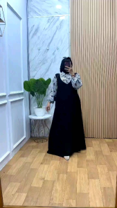 DRESS HANAMI//GAMIS POLOS RAYON TWILL KOMBINASI//DRESS PANJANG TERBARU