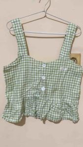 Thrift / Preloved Outer Tank Top atasan baby doll green sage hijau