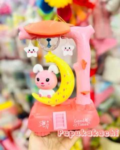 Lồng Đèn Trung Thu Pin Bé Chơi Xích Đu Thỏ Ngồi Mặt Trăng Có Nhạc Đèn Cho Bé