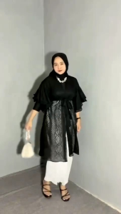 Malika Outer Tunik Brukat Brokat Lengan Ruffle Atasan Kondangan Premium Terlaris