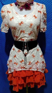 DRESS LENGAN PENDEK BRUKAT PUTIH (JINKONGGUE)