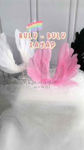 SFS - HIASAN KUE TART MODEL BULU BULU PUTIH DAN HITAM TOPPER KUE TART BULU KAWAT MODEL HATI SPIRAL BULU MODEL SAYAP