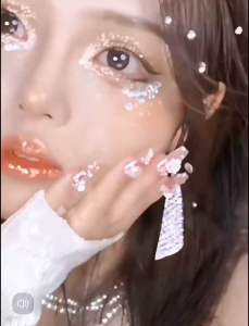 3D Diamond Eyebrow Sticker Crystal Tattoo Sticker Facial Makeup Face Stick-on Crystals Pearl Shining Diamond Glue-free Facial Stickers Stickers Make Up Tools Party Festival Decor