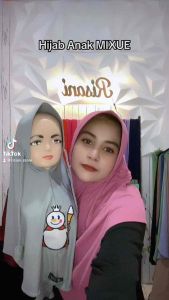 hijab anak mixue jersey / jilbab ped tali kepang / kerudung anak viral lucu