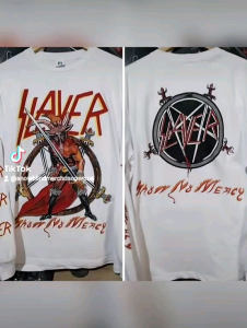 kaos band SLAYER Show No Merchy Ls Putih