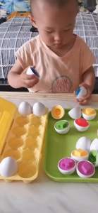MATCHING EGGS- Đồ chơi cho bé rèn luyện động tinh học màu sắc hình khối. Đồ chơi giáo dục đầu đời trứng ghép đôi cho bé phát triển trí não