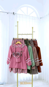 IRSYA SET KIDS BY NIA RUMAISHA || ONE SET ANAK PEREMPUAN BAHAN CRINKLE AIRFLOW || MOTIF PLUS SAKU