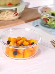 Glass Lunch Box Partition Circle resh-keeping Box Special for Microwave Oven Heated Glass Bento Box