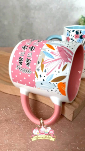 Mug bijian keramik gelombang shabby happiness