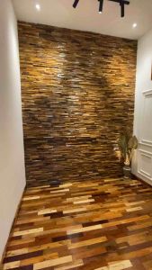 Wallpaper dinding kayu jati-Hiasan dinding kayu jatiPanel dinding kayu jati ukuran 18x50x14cm