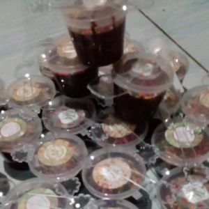 SELAI CUP coklat+seres enak cup siap jual harga untuk 10 pcs botol 25ml + sendok kecil