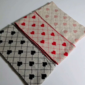 Syal Wanita Cuaca Dingin Scarf Korean Style Motif Love