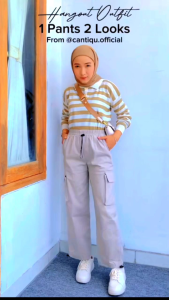 Celana Kulot Cargo Highwaist Jumbo Matt Combet Mewah Premium BB 35-75Kg