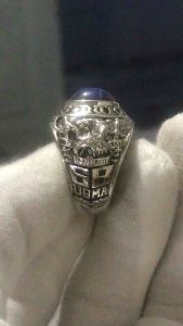 Nhẩn Mỹ quân đội bạc 1968 tài Lộc đính đá saphire sao sang trọng