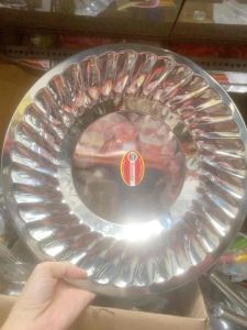 Dĩa inox tròn bông lớn Tân Tiến Đạt - Dĩa inox làm bò né đựng thức ăn Cao Cấp 33cm - gia dụng Nari