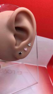 ต่างหู เงินแท้925 เพชรCz ขนาด3 mm (1คู่) หัวใจ ดาว