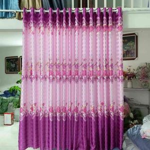 Rèm phi bóng hoa 1 mặt rèm tím hồng vải đẹp hợp rèm cửa chính rèm cửa số rèm ngăn phòng