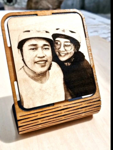 Custom Laser Engraved Wooden Photo Standee | Personalized Portrait & Message | Water-Resistant Anti-Mold Home Decor