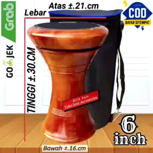 Dumbuk Anak Darbuka Kayu 6 inc Natural Power Beat Hitam