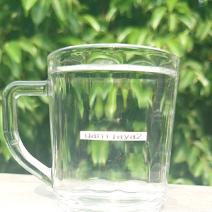 gelas gagang kaca tebal(6pcs)gelas kopi polos bening/gelas minum