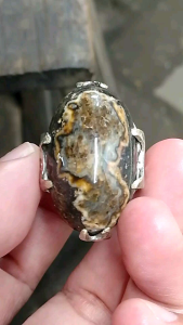 CINCIN BATU AKIK KARANG NUNGGAL MOTIF UNIK NATURAL ALAMI
