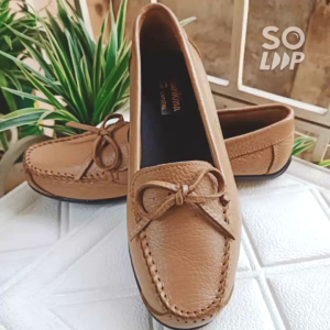 RIBBON BLACK Marikina Made Genuine Leather Shoes for Women Topsiders Loafers