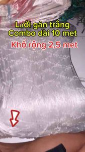 Combo 10m(Mét) Lưới gân trắng 10p(ô 5cm)Cao 2m -Kéo cá tra(dồ)chẻmrào gà...