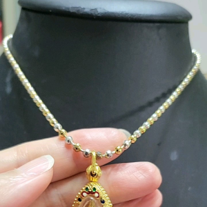 สร้อยคอ2 สลึง สองสีทองเงิน 18 นิ้ว พร้อม จีพระพุทธชินราชสาม สีทอง นาคเงิน ลงสีสุโขทัย