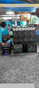 ตู้เครื่องเสียงรถยนต์ฟังในบ้านดอกซับ 12 นิ้ว 1 คู่ (เชื่อมต่อบรูธูด ร้องคาราโอเกะ ใช้ไฟบ้านและสามารถเชื่อมต่อกับแบตรถยนต์ได้)