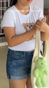 Knitted Tote Bag Large with Plush Toy Bag Accessories