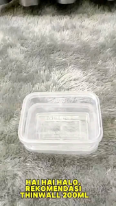 Thinwall PERSEGI PANJANG 200ml + tutup/wadah Plastik box dessert isi 25 pcs kontainer 200ml