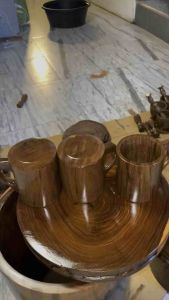 Wooden mug with lid and handle w/ cover kitchen utensils