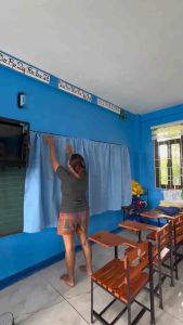 School or House Curtain suitable for window and chalkboard plain colors