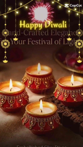 2 IN 1 DECORATIVE DIWALI DIYA (VILAKKU) WITH CANDLE (4pcs)